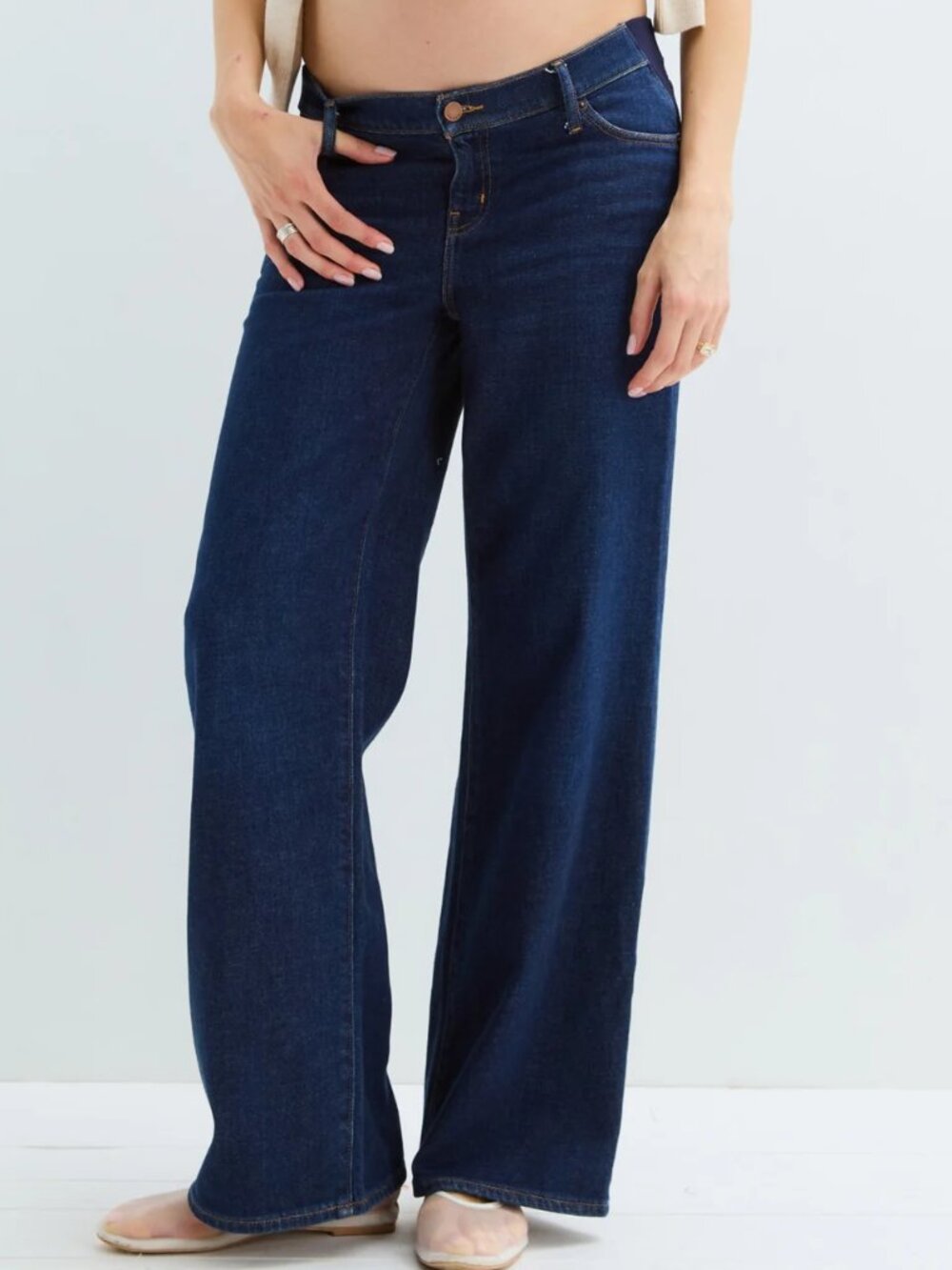 HATCH THE RELAXED WIDE LEG MATERNITY JEANS UNDER BELLY SIDE PANEL STRETCH sz 29